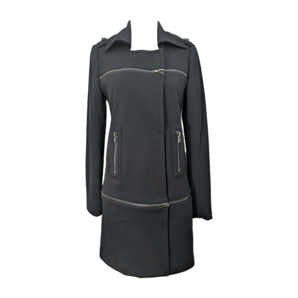 Bailey 44 Long Black Convertible Zipper Jacket Coat Women's Size Medium